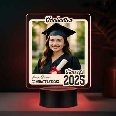 Personalized Graduation Congratulations Gift Night Lamp Custom with Photo & Name Graduation Gift for Student, Son, Daughter, Nurse & Doctor Multicolored Light